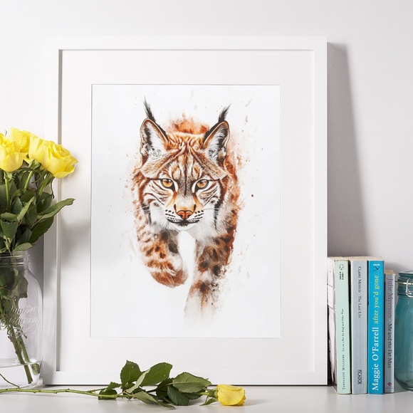 Watercolor Lynx Portrait Wall Art Illustration Print Poster Unframed - Picture 9 of 9